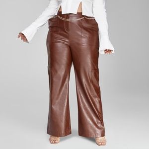 NEW Fashion to Figure FTF Lab Brown Faux Leather Juno Cargo Pants 2X